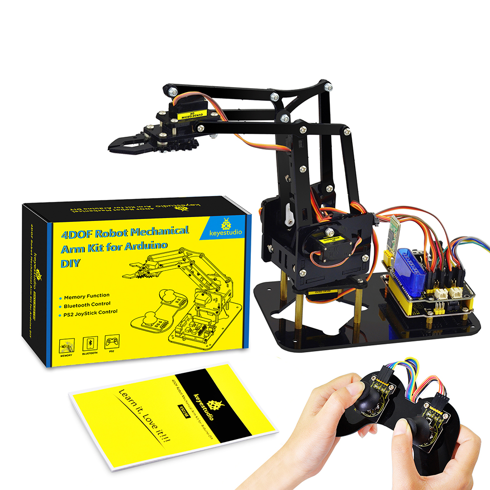 זרוע-רובוטית-מכנית-4-צירים-להרכבה-אישית -ניתנת-לתכנות-ושליטה-מרחוק-ומבוססת-לוח-ארדואינו  Keyestudio-4DOF-Robot-Mechanical-DIY-Arm-Kit-for Arduino--1