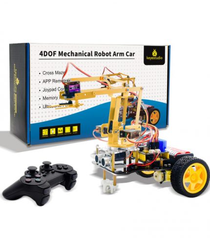 ערכת-תכנות-ואלקטרוניקה-מבוססת-ארדואינו-לבניית-זרוע-מכנית-רובוטית-ממונעת-חשמלית-4DOF-Mechanical-Arm-Robot-Car-מבית-Keystudio---4
